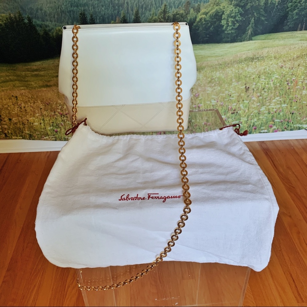Salvatore Ferragamo White and Cream Crossbody Bag - Picture 5 of 9